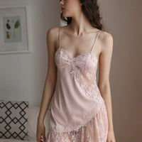 European and American Sexy Lace Satin Stitching Nightdress