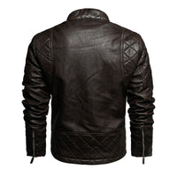 Fashion Slim Locomotive PU Leather Jacket Plus Velvet