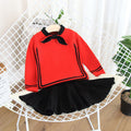 Small And Medium-Sized Children's Baby Knitted Sweater Skirt Suit