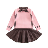Small And Medium-Sized Children's Baby Knitted Sweater Skirt Suit