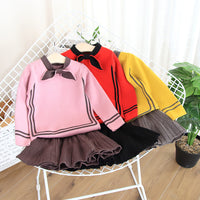 Small And Medium-Sized Children's Baby Knitted Sweater Skirt Suit