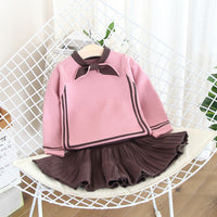 Small And Medium-Sized Children's Baby Knitted Sweater Skirt Suit