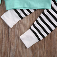 Long Sleeve Green Baby Bottle Hooded Sweatshirt Striped Pants