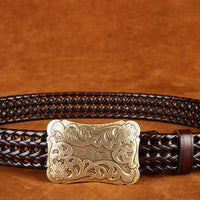 Ancient Personality Fashion Men's Hand-Woven Copper Buckle Belt