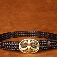 Ancient Personality Fashion Men's Hand-Woven Copper Buckle Belt