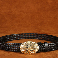 Ancient Personality Fashion Men's Hand-Woven Copper Buckle Belt