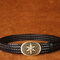 Ancient Personality Fashion Men's Hand-Woven Copper Buckle Belt
