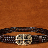 Ancient Personality Fashion Men's Hand-Woven Copper Buckle Belt