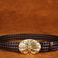 Ancient Personality Fashion Men's Hand-Woven Copper Buckle Belt