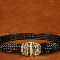 Ancient Personality Fashion Men's Hand-Woven Copper Buckle Belt