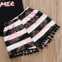 Summer New Suit Letter Printing Tassel Hem Vest Shorts Children's Set
