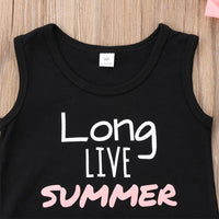 Summer New Suit Letter Printing Tassel Hem Vest Shorts Children's Set
