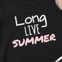 Summer New Suit Letter Printing Tassel Hem Vest Shorts Children's Set