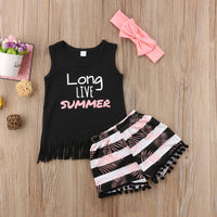 Summer New Suit Letter Printing Tassel Hem Vest Shorts Children's Set