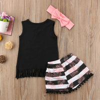 Summer New Suit Letter Printing Tassel Hem Vest Shorts Children's Set