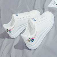 New Casual All-Match Embroidery White Shoes Women