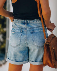 Summer European and American Ladies Denim Ripped Washed Shorts