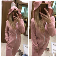 Long Jumpsuit Romper Hoodie Women Fitness Winter Autumn