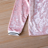 Girl's Gold Velvet Suit, Two-Piece Suit For Children