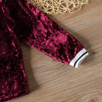 Girl's Gold Velvet Suit, Two-Piece Suit For Children