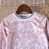 Girl's Gold Velvet Suit, Two-Piece Suit For Children