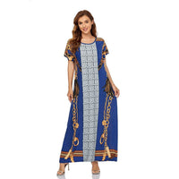 Women's Dress Muslim Short Sleeve Long Dress Dubai Plus Size