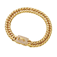 Stainless Steel Double Woven Chain Golden Dog Necklace