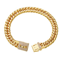 Stainless Steel Double Woven Chain Golden Dog Necklace