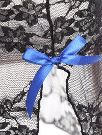 Sexy Lingerie Gathered Open Back See-Through Pajamas Lace Hollow Nightdress