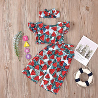 Girl's Coat Thigh Pants Watermelon Suit