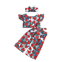 Girl's Coat Thigh Pants Watermelon Suit