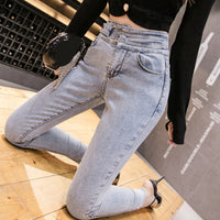 Women's High-Waisted Jeans Slim And Thin All-Match Elastic Nine-Point Pencil Pants With Small Feet