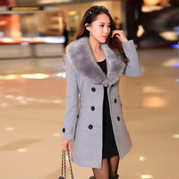 Double-breasted Plus Size Woolen Women's Coat