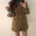 Retro Suit Collar Chic Three Button Straight Jacket