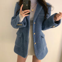 Retro Suit Collar Chic Three Button Straight Jacket