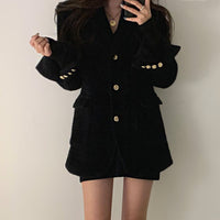 Retro Suit Collar Chic Three Button Straight Jacket