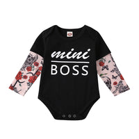 Neugeborenen Baby Onesies Mini BOSS Druck Brief Langarm