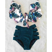 Cross-BorderRuffle Bikini Hih Waist Swimwear Women Swimsuit