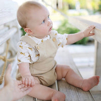 Solid Color Linen Boy Gentleman Suspender Bodysuit