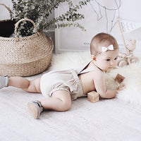 Solid Color Linen Boy Gentleman Suspender Bodysuit