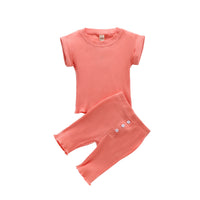 Knitted T-shirt Trousers Casual Multi-color Suit