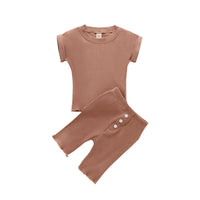 Knitted T-shirt Trousers Casual Multi-color Suit
