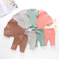Knitted T-shirt Trousers Casual Multi-color Suit