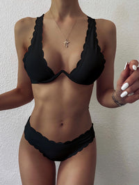 Ladies Fashion Cut Flower Underwire Cut Flower Split Bikini