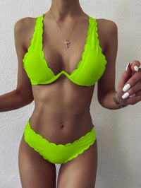 Ladies Fashion Cut Flower Underwire Cut Flower Split Bikini