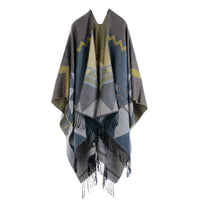 Bohemian tassels Europe and the United States long thickening cashmere autumn and winter national wind travel split shawl cloak