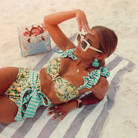 Big Ruffled Strappy Bikini High Waist Swimsuit
