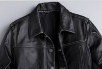 New Spring And Autumn Leather Cowhide Denim