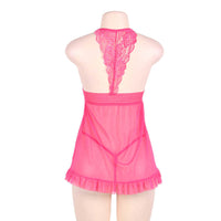 Oversized Two-piece Halter Lace See-through Nightdress