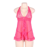 Oversized Two-piece Halter Lace See-through Nightdress